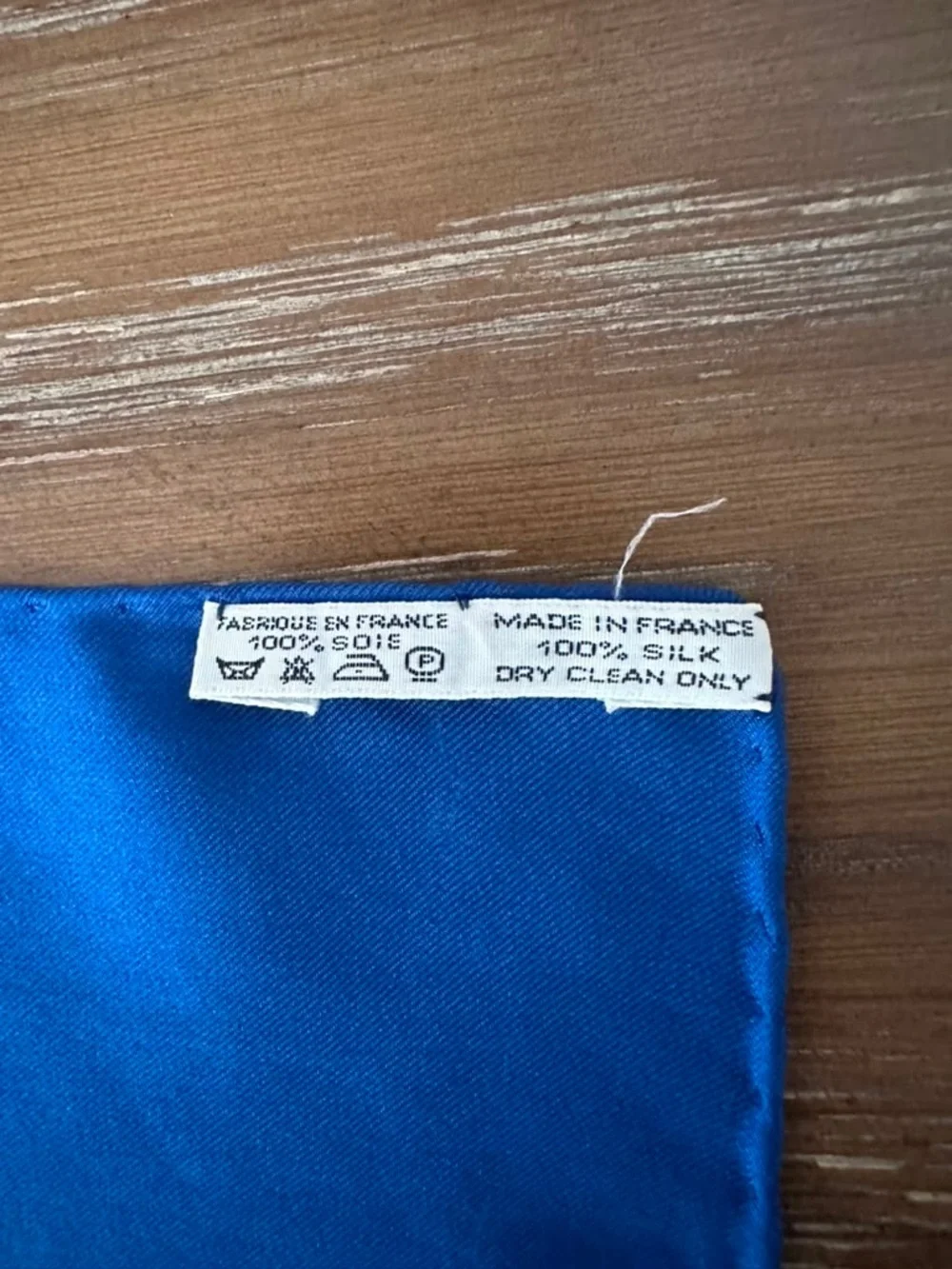 Hermes Silk Scarf Carré 90 Blue White Hand Rolled Made in France